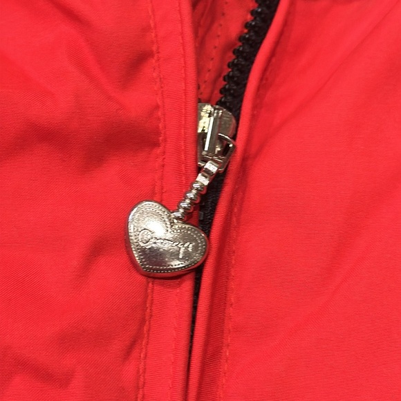 VTG Obermeyer Winter Coat Hidden Hood Jacket Red Black Womens 8 Petunia - Picture 5 of 14